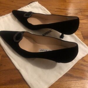 Manolo Blahnik Suede low heel pump